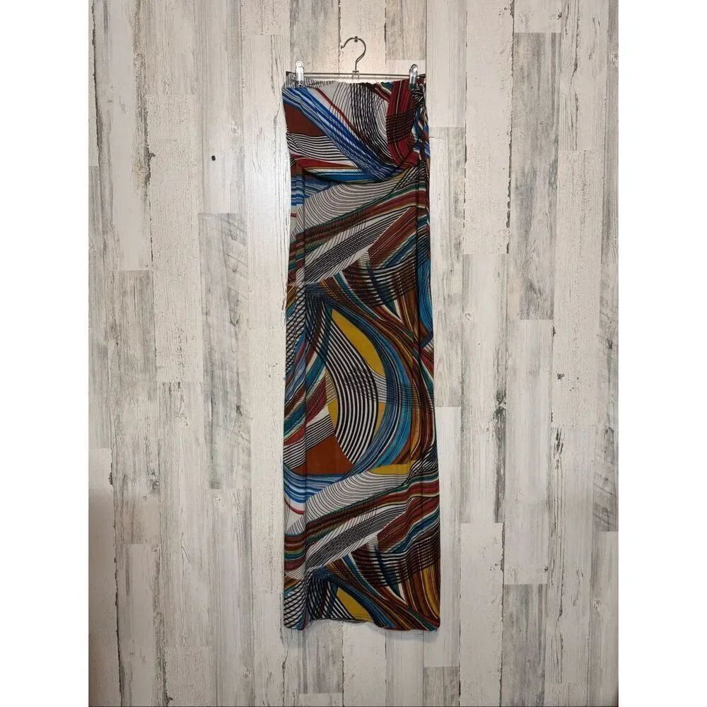Julia Colorful Abstract Strapless Maxi Dress – Size M